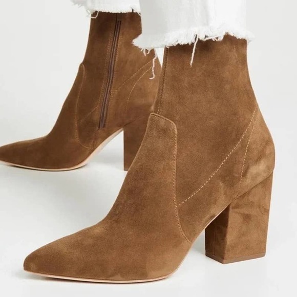 Loeffler Randall Shoes - Loeffler Randall Isla Cacao Suede Slim Ankle Bootie Sz 11 brown camel
